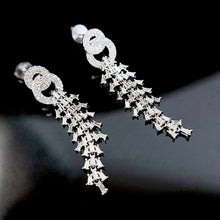 Load image into Gallery viewer, LUOWEND 18K White Gold Real Natural Diamond Drop Earrings for Women