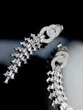 Load image into Gallery viewer, LUOWEND 18K White Gold Real Natural Diamond Drop Earrings for Women
