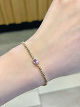 Load image into Gallery viewer, LUOWEND 18K Yellow Gold Natural Pink Sapphire Bracelet for Women