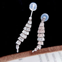 Load image into Gallery viewer, LUOWEND 18K White Gold Real Natural Diamond Drop Earrings for Women