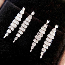 Load image into Gallery viewer, LUOWEND 18K White Gold Real Natural Diamond Drop Earrings for Women