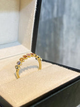Load image into Gallery viewer, LUOWEND 18K Yellow Gold Natural Color Sapphire Ring for Women