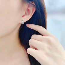 Load image into Gallery viewer, LUOWEND 18K White Gold Real Natural Diamond Hoop Earrings for Women