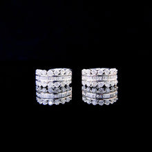 Load image into Gallery viewer, LUOWEND 18K White Gold Real Natural Diamond Hoop Earrings for Women