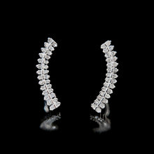 Load image into Gallery viewer, LUOWEND 18K White Gold Real Natural Diamond Hoop Earrings for Women