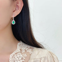 Load image into Gallery viewer, LUOWEND 18K White Gold Real Natural Diamond and Emerald Earrings for Women