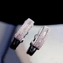 Load image into Gallery viewer, LUOWEND 18K White Gold Real Natural Diamond Hoop Earrings for Women