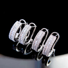 Load image into Gallery viewer, LUOWEND 18K White Gold Real Natural Diamond Hoop Earrings for Women