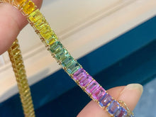Load image into Gallery viewer, LUOWEND 18K Yellow Gold Natural Color Sapphire Bracelet for Women