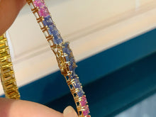 Load image into Gallery viewer, LUOWEND 18K Yellow Gold Natural Color Sapphire Bracelet for Women