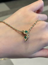 Load image into Gallery viewer, LUOWEND 18K White/Yellow Gold Natural Emerald Necklace for Women