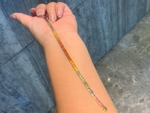 Load image into Gallery viewer, LUOWEND 18K Yellow Gold Natural Color Sapphire Bracelet for Women