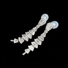 Load image into Gallery viewer, LUOWEND 18K White Gold Real Natural Diamond Drop Earrings for Women