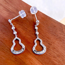 Load image into Gallery viewer, LUOWEND 18K White Gold Real Natural Diamond Drop Earrings for Women