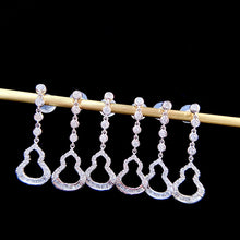 Load image into Gallery viewer, LUOWEND 18K White Gold Real Natural Diamond Drop Earrings for Women