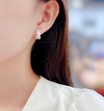 Load image into Gallery viewer, LUOWEND 18K White Gold Real Natural Diamond Hoop Earrings for Women