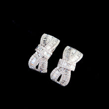 Load image into Gallery viewer, LUOWEND 18K White Gold Real Natural Diamond Hoop Earrings for Women