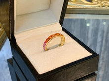 Load image into Gallery viewer, LUOWEND 18K Yellow Gold Natural Color Sapphire Ring for Women