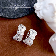 Load image into Gallery viewer, LUOWEND 18K White Gold Real Natural Diamond Hoop Earrings for Women