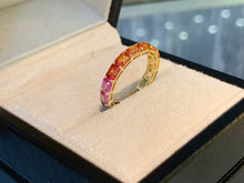 Load image into Gallery viewer, LUOWEND 18K Yellow Gold Natural Color Sapphire Ring for Women