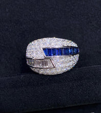 Load image into Gallery viewer, LUOWEND 18K White Gold Real Natural Sapphire and Diamond Gemstone Ring for Women