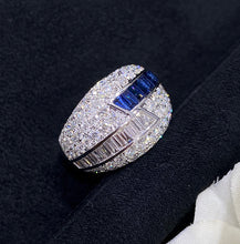 Load image into Gallery viewer, LUOWEND 18K White Gold Real Natural Sapphire and Diamond Gemstone Ring for Women