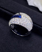 Load image into Gallery viewer, LUOWEND 18K White Gold Real Natural Sapphire and Diamond Gemstone Ring for Women