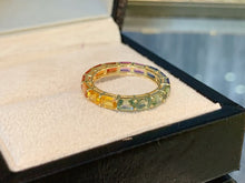 Load image into Gallery viewer, LUOWEND 18K Yellow Gold Natural Color Sapphire Ring for Women