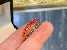 Load image into Gallery viewer, LUOWEND 18K Yellow Gold Natural Color Sapphire Ring for Women