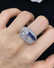 Load image into Gallery viewer, LUOWEND 18K White Gold Real Natural Sapphire and Diamond Gemstone Ring for Women