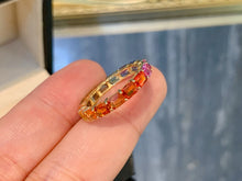 Load image into Gallery viewer, LUOWEND 18K Yellow Gold Natural Color Sapphire Ring for Women