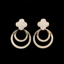 Load image into Gallery viewer, LUOWEND 18K White or Yellow Gold Real Natural Stud Earrings for Women
