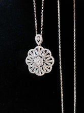 Load image into Gallery viewer, LUOWEND 18K White Gold Real Natural Diamond Pendant Necklace for Women