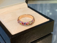 Load image into Gallery viewer, LUOWEND 18K Yellow Gold Natural Color Sapphire Ring for Women