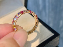 Load image into Gallery viewer, LUOWEND 18K Yellow Gold Natural Color Sapphire Ring for Women