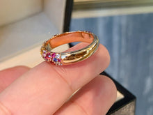 Load image into Gallery viewer, LUOWEND 18K Yellow Gold Natural Color Sapphire Ring for Women