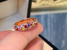 Load image into Gallery viewer, LUOWEND 18K Yellow Gold Natural Color Sapphire Ring for Women