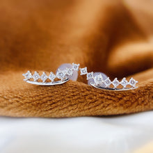 Load image into Gallery viewer, LUOWEND 18K White or Yellow Gold Real Natural Diamond Stud Earrings for Women
