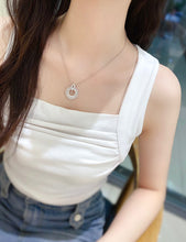 Load image into Gallery viewer, LUOWEND 18K White Gold Necklace Real Natural Diamond Pendant Necklace for Women