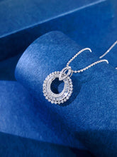 Load image into Gallery viewer, LUOWEND 18K White Gold Necklace Real Natural Diamond Pendant Necklace for Women
