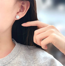 Load image into Gallery viewer, LUOWEND 18K White Gold Real Natural Diamond Stud Earrings for Women