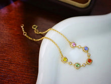 Load image into Gallery viewer, LUOWEND 18K Yellow Gold Natural Color Sapphire Bracelet for Women