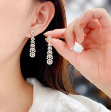 Load image into Gallery viewer, LUOWEND 18K White Gold Real Natural Diamond Drop Earrings for Women