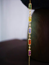 Load image into Gallery viewer, LUOWEND 18K Yellow Gold Natural Color Sapphire Bracelet for Women