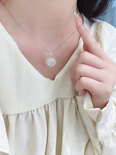 Load image into Gallery viewer, LUOWEND 18K White Gold Real Natural Diamond Pendant Necklace for Women
