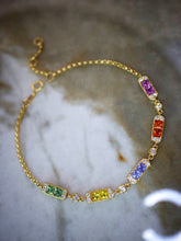 Load image into Gallery viewer, LUOWEND 18K Yellow Gold Natural Color Sapphire Bracelet for Women