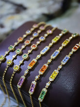 Load image into Gallery viewer, LUOWEND 18K Yellow Gold Natural Color Sapphire Bracelet for Women