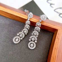 Load image into Gallery viewer, LUOWEND 18K White Gold Real Natural Diamond Drop Earrings for Women