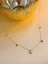Load image into Gallery viewer, LUOWEND 18K Yellow Gold Natural Aquamarine and Diamond Necklace for Women