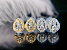 Load image into Gallery viewer, LUOWEND 18K White or Yellow Gold Real Natural Diamond Stud Earrings for Women